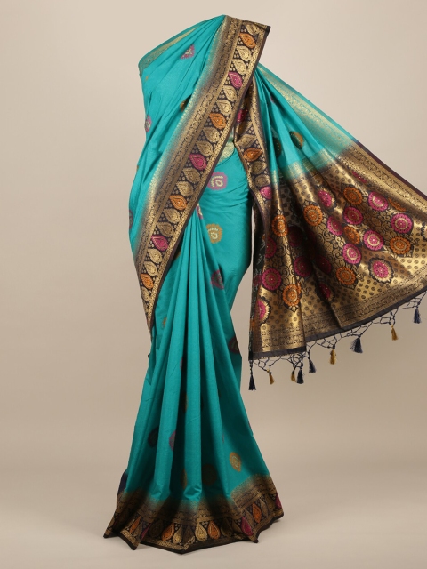 

Pothys Blue Woven Design Jute Silk Saree With Tasseled Pallu