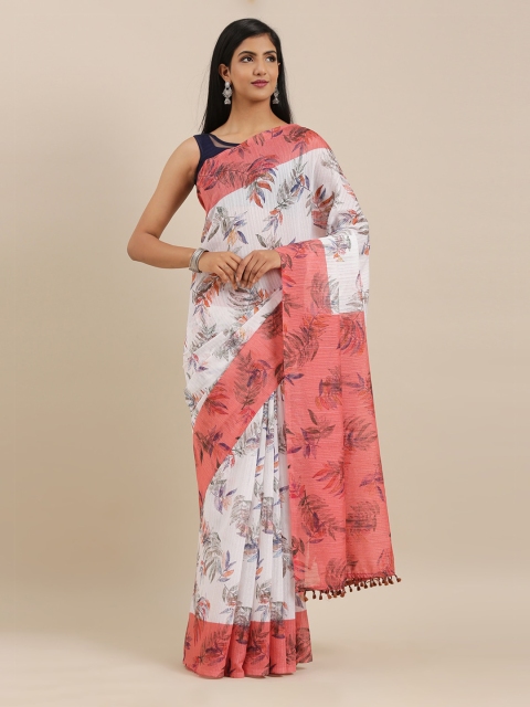 

The Chennai Silks Off-White Polyester Printed Bhagalpuri Saree