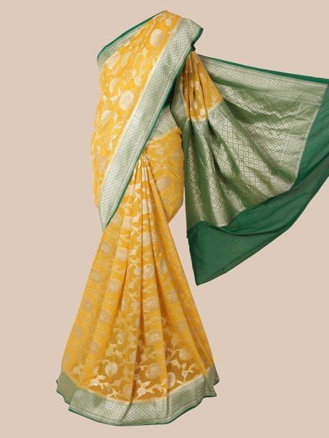 

Pothys Yellow Pure Silk Woven Design Banarasi Saree