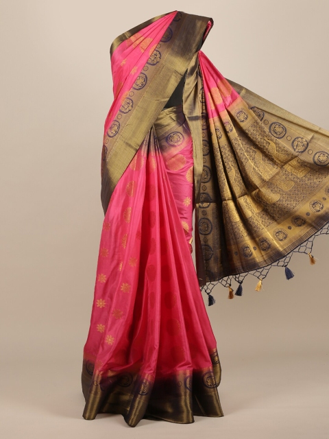

Pothys Pink & Gold-Toned Jute Silk Woven Design Saree