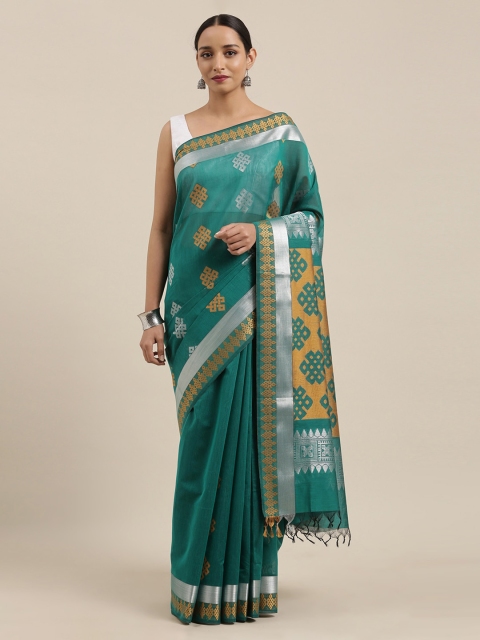 

The Chennai Silks Green Silk Cotton Woven Design Maheshwari Saree