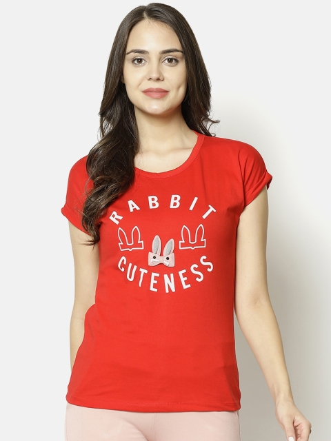 

V2 Value & Variety Red Printed Chambray Regular Top