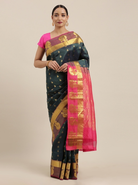 

The Chennai Silks Green & Pink Pure Silk Woven Design Kanjeevaram Saree