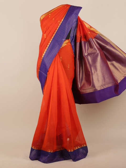 

Pothys Orange & Blue Silk Cotton Woven Design Saree