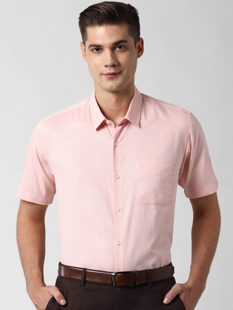 

Peter England Men Peach-Coloured Regular Fit Self-Design Semiformal Shirt