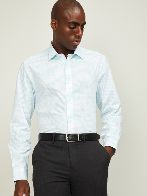 

CODE by Lifestyle Men White & Blue Regular Fit Checked CF- PULSE Cotton Formal Shirt
