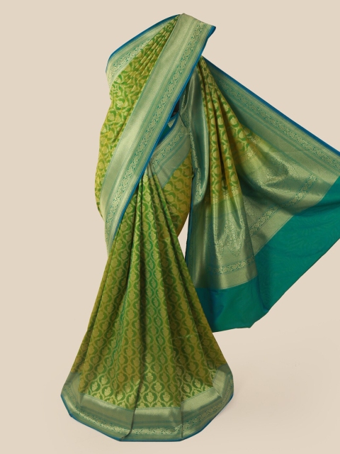 

Pothys Green & Gold-Toned Pure Silk Woven Design Banarasi Saree