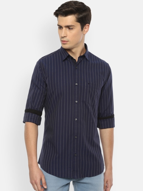 

Van Heusen Sport Men Navy Blue Slim Fit Striped Casual Shirt