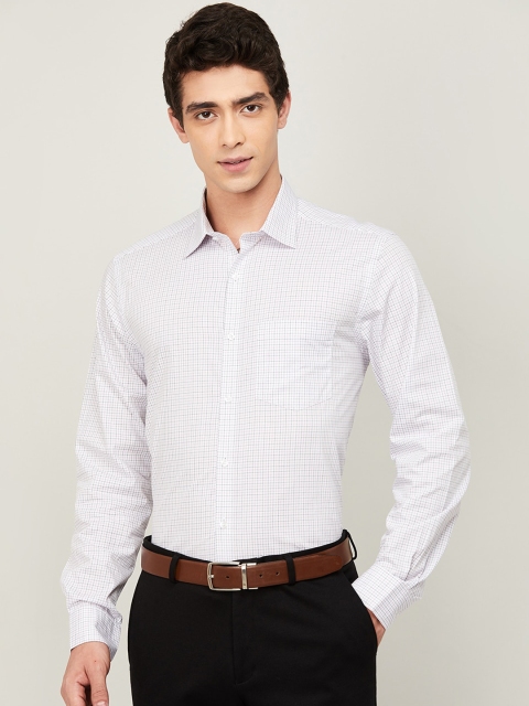 CODE by Lifestyle Men White Regular Fit Checked NOVA Cotton Casual Shirt