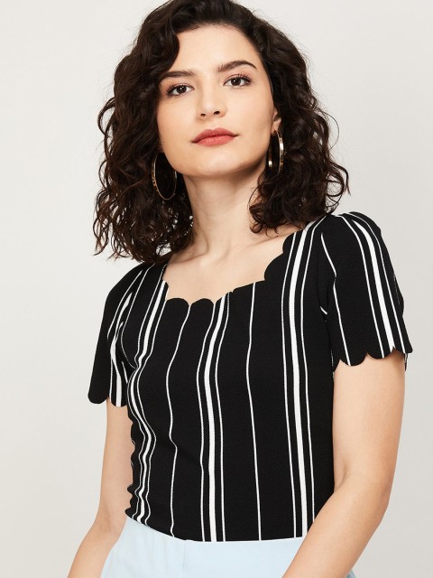 

CODE by Lifestyle Black & White Striped Linen Regular Top