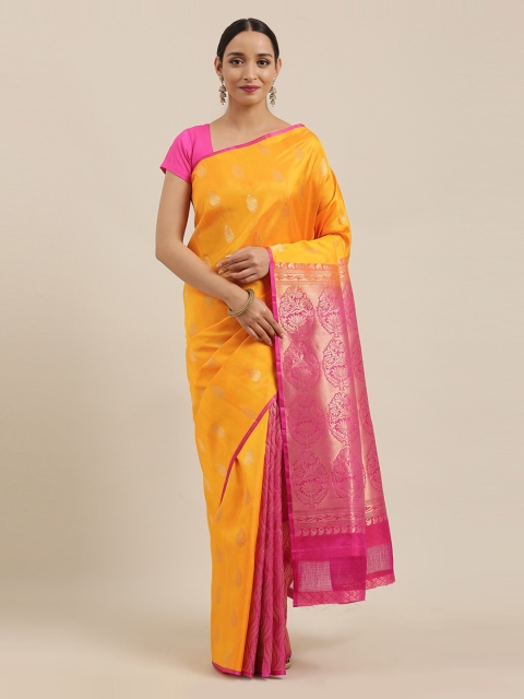 The Chennai Silks Yellow Pure Silk Woven Design Kanjeevaram Saree