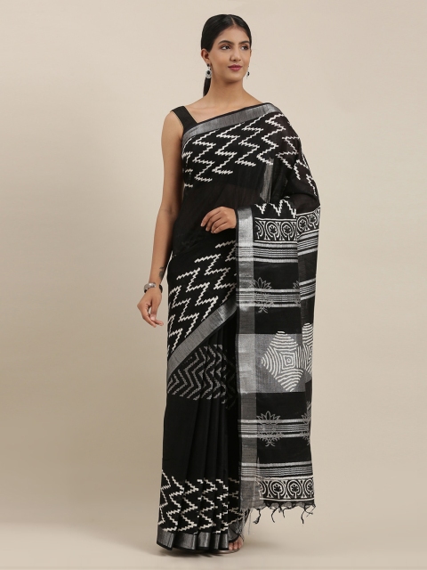 

The Chennai Silks Black Printed Pure Cotton Saree