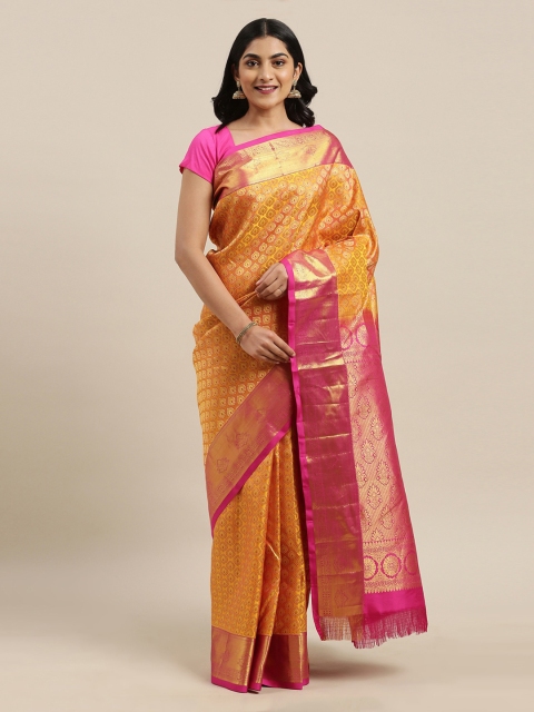 

The Chennai Silks Gold-Toned Pure Silk Woven Design Kanjeevaram Saree