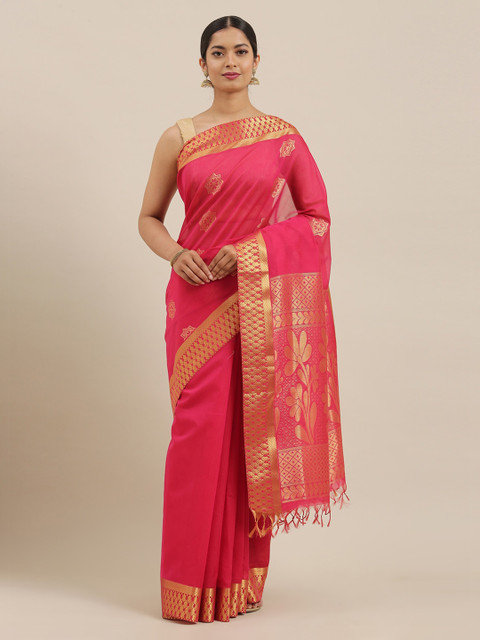 

The Chennai Silks Magenta Silk Cotton Woven Design Maheshwari Saree