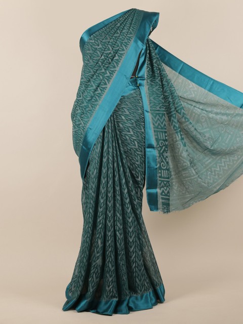 

Pothys Blue Printed Jute Silk Saree