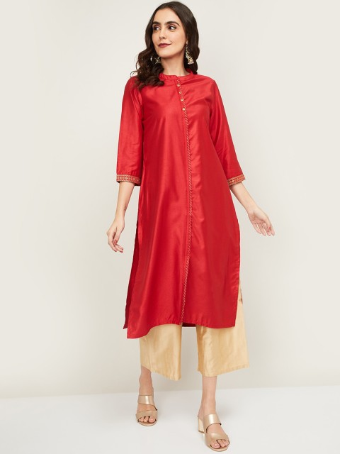 

Melange by Lifestyle Women Red Solid Kurti with Trousers & Dupatta