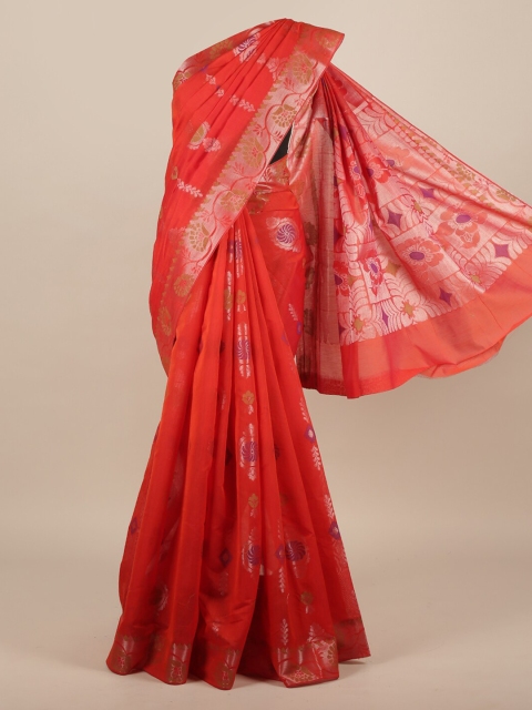 

Pothys Orange & Purple Silk Cotton Woven Design Saree