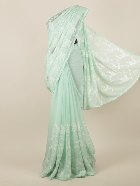 

Pothys Green Printed Poly Chiffon Saree