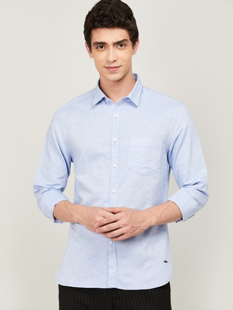 

CODE by Lifestyle Men Blue Slim Fit Solid SMU ELIZAH Cotton Casual Shirt