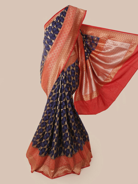 

Pothys Blue Pure Silk Woven Design Banarasi Saree