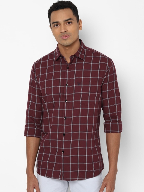 

Allen Solly Men Maroon & White Slim Fit Checked Pure Cotton Casual Shirt