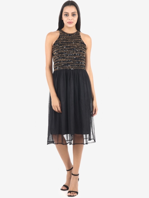 

Diwaah Women Black Embellished Fit and Flare Dress
