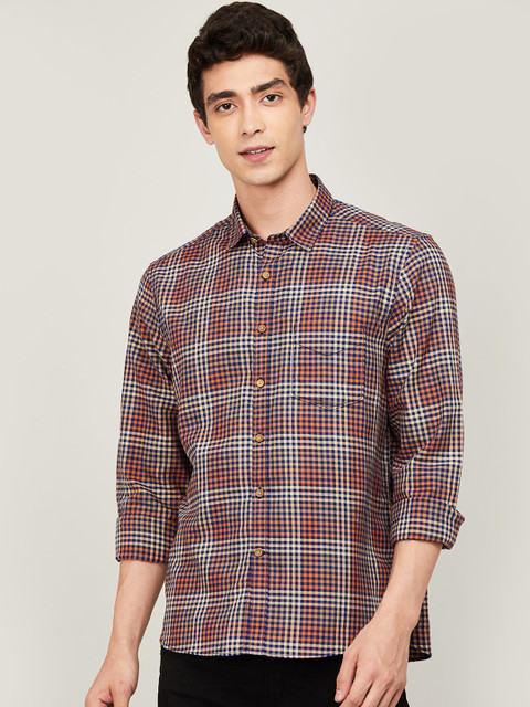

CODE by Lifestyle Men Beige & Red Regular Fit Checked JACK Cotton Casual Shirt