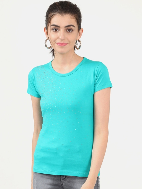 

V2 Value & Variety Green Embellished Chambray Regular Top