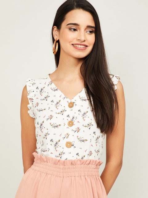 

Bossini Women Off White Printed Regular Top