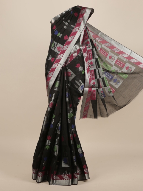 

Pothys Black & Pink Silk Cotton Woven Design Saree