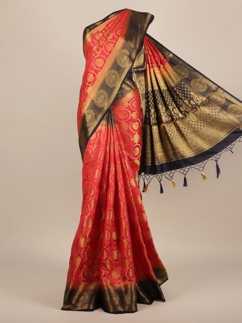 

Pothys Red & Blue Jute Silk Woven Design Saree