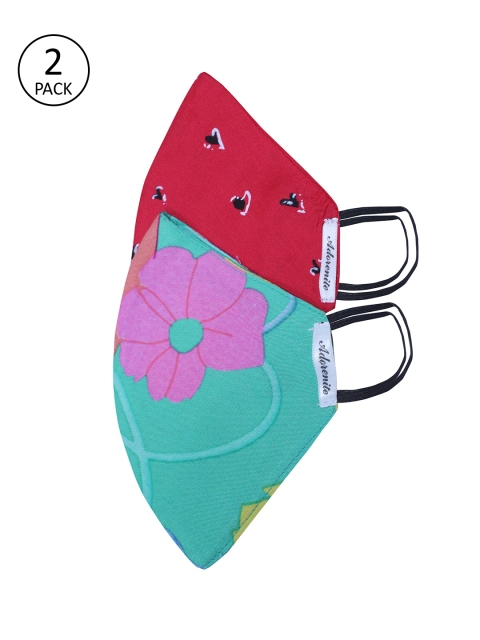 

ADORENITE Unisex Pack of 2 Printed 2-Ply Outdoor Cloth Masks, Red