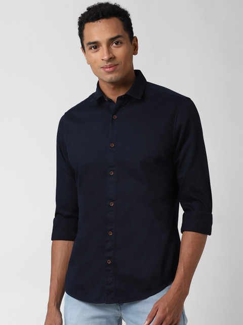

Peter England Casuals Men Navy Blue Slim Fit Solid Shirt