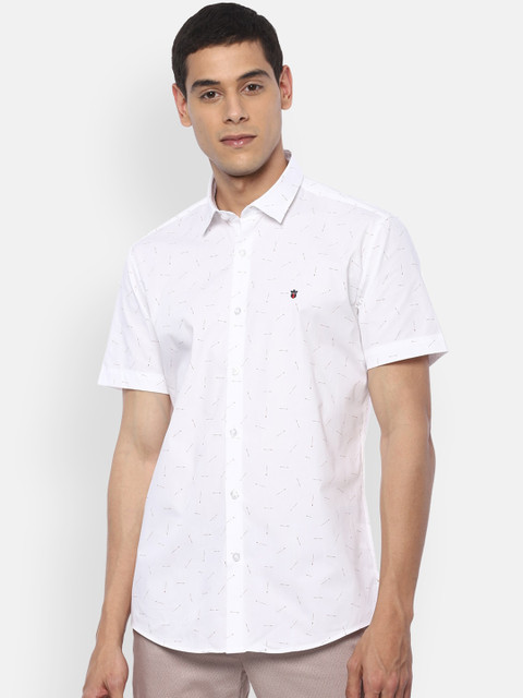 

Louis Philippe Jeans Men White Slim Fit Printed Casual Shirt