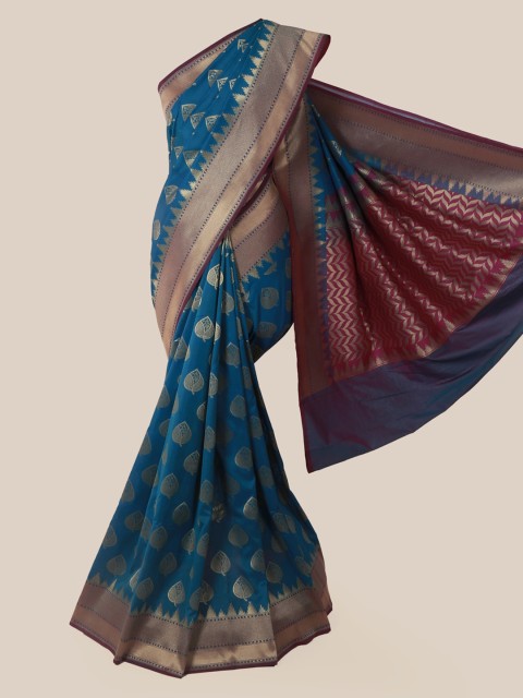 

Pothys Blue Pure Silk Woven Design Banarasi Saree