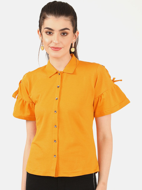 

V2 Value & Variety Women Yellow Regular Fit Solid Casual Shirt