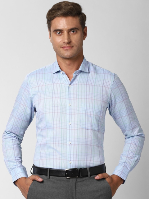 

Peter England Men Blue Regular Fit Checked Semiformal Shirt