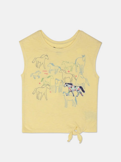 

GAP Toddler Girl Yellow Sleeveless Embroidered Pullover Top
