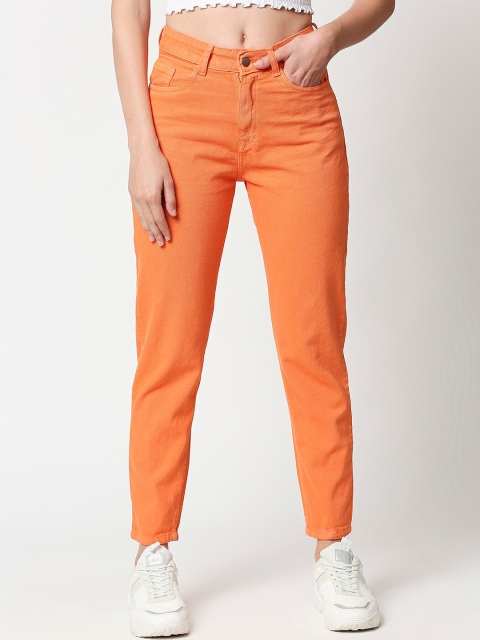 

AMMARZO Women Orange Mom Fit Mid-Rise Clean Look Jeans