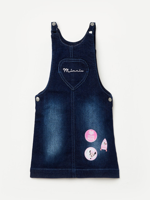 

Juniors by Lifestyle Girls Navy Blue Solid Denim Cotton Pinafore Dress