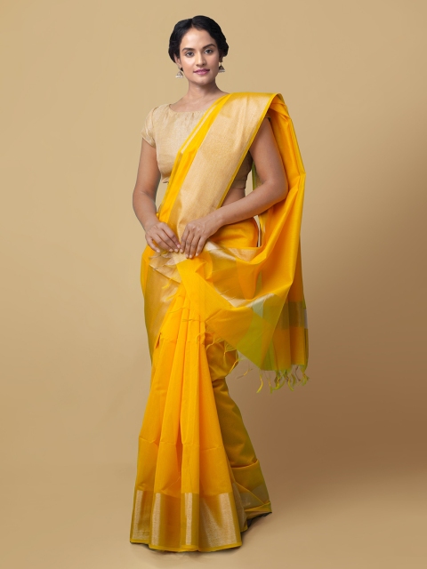 

Unnati Silks Yellow Woven Design Bhagalpuri Saree