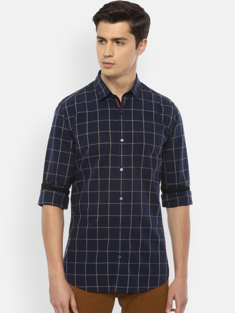 

Van Heusen Sport Men Navy Blue Pure Cotton Slim Fit Checked Casual Shirt