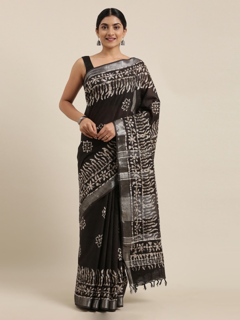 

The Chennai Silks Black Printed Pure Cotton Saree
