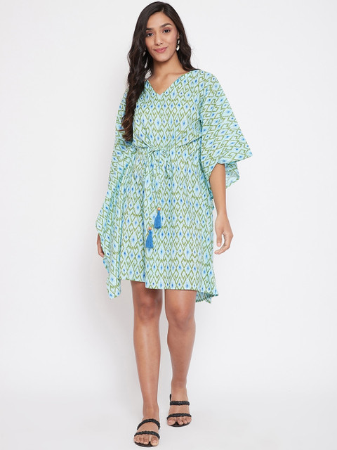 

The Kaftan Company Women Blue Printed Cotton Kaftan Dress