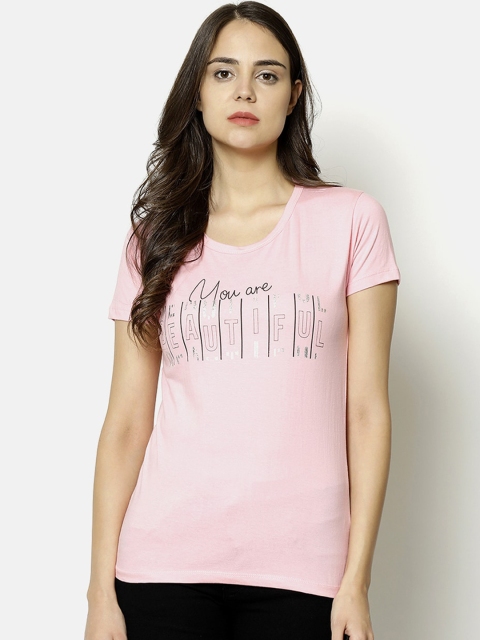 

V2 Value & Variety Pink Printed Pure Cotton Chambray Regular Top