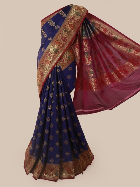 

Pothys Blue Pure Silk Woven Design Banarasi Saree