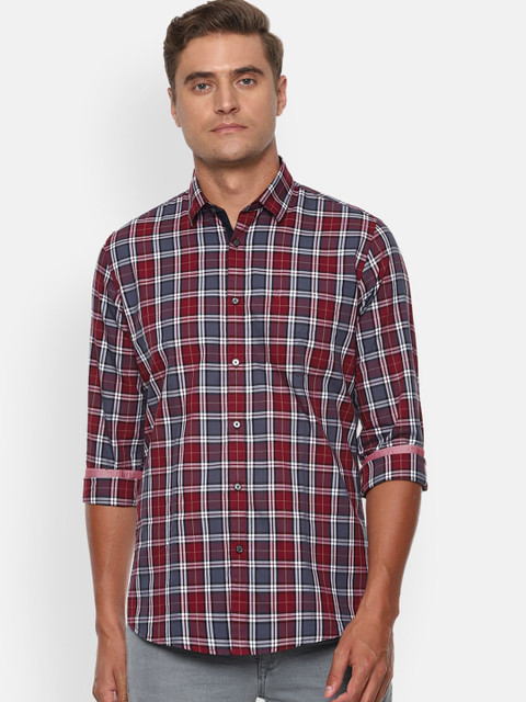 

Van Heusen Sport Men Maroon Pure Cotton Slim Fit Checked Casual Shirt