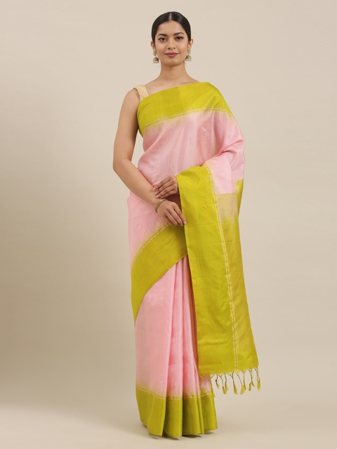 

The Chennai Silks Pink Pure Silk Solid Kanjeevaram Saree
