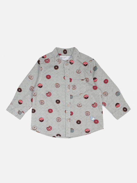 

ZERO THREE Boys Grey Regular Fit Printed Casual Shirt