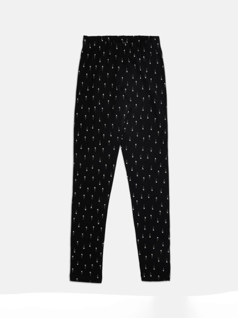 

Pantaloons Junior Girls Black And Pink Printed Leggings